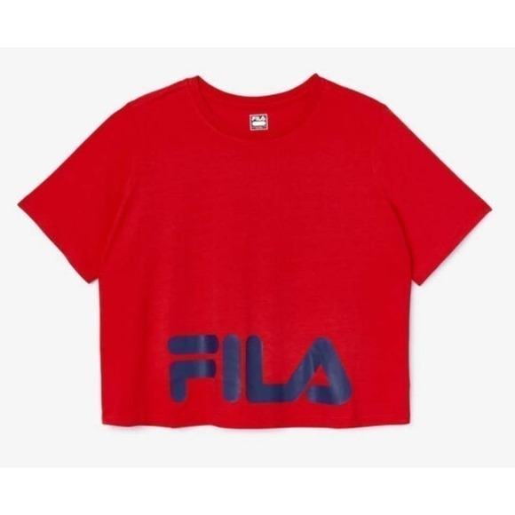 FILA Plus Size Cropped Logo Crewneck T-Shirt Red 3X NWT - Picture 6 of 11